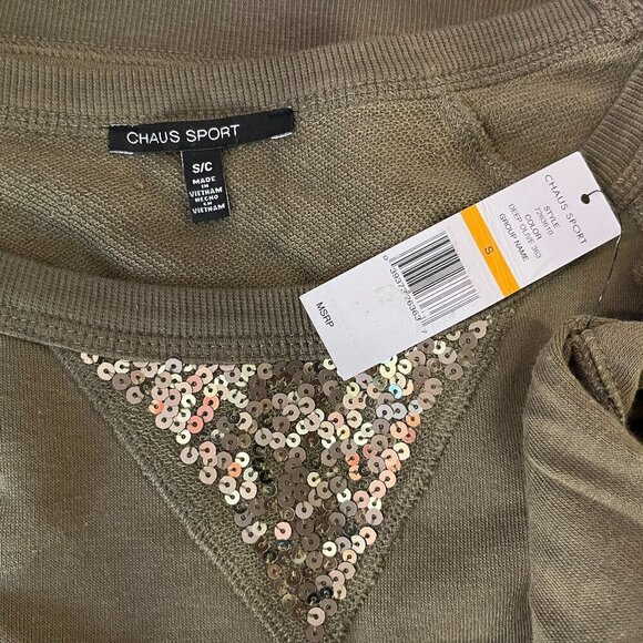 CHAUS SPORT Women's Deep Olive Green 3/4 Sleeve Sweater - Size Small - NWT - Picture 2 of 3